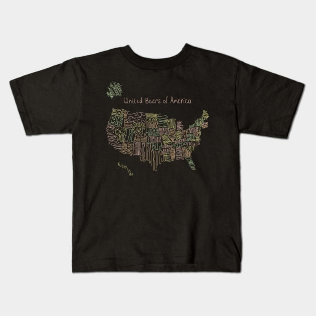 United Beers of America Kids T-Shirt by fishbiscuit